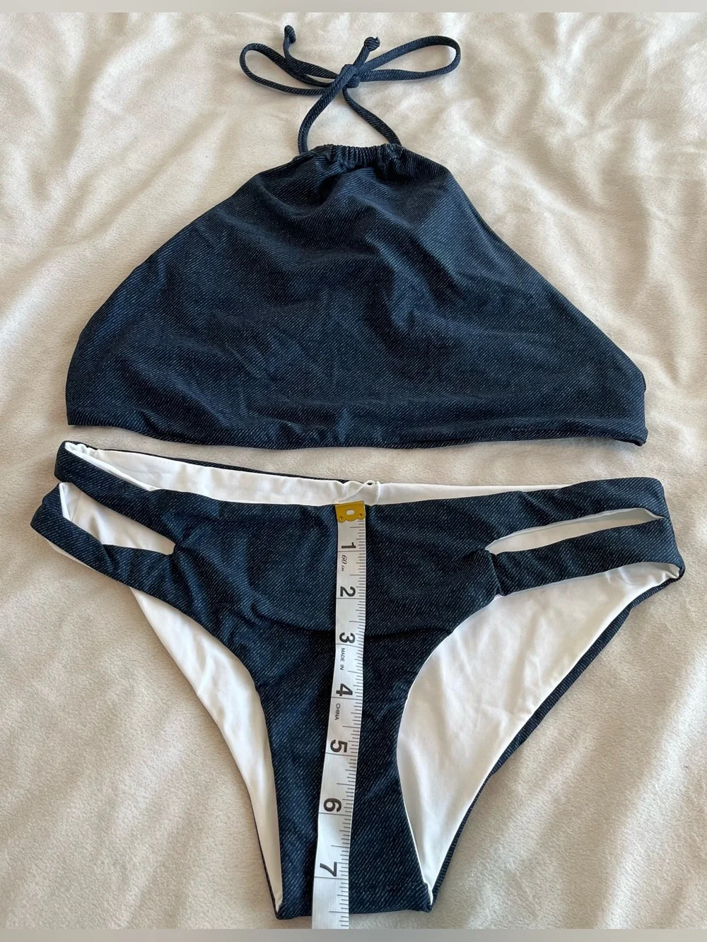 NEW L*Space Bikini Set Lizzie Denim Wrap Top & Estella Bottom Medium Resortwear